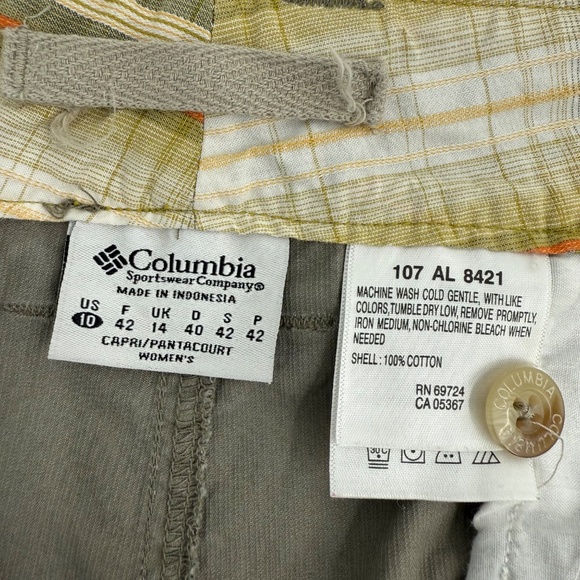 Columbia Capris Women 10 Green Pants Outdoor Lightweight Cotton Pockets 90s Y2K - Picture 6 of 11